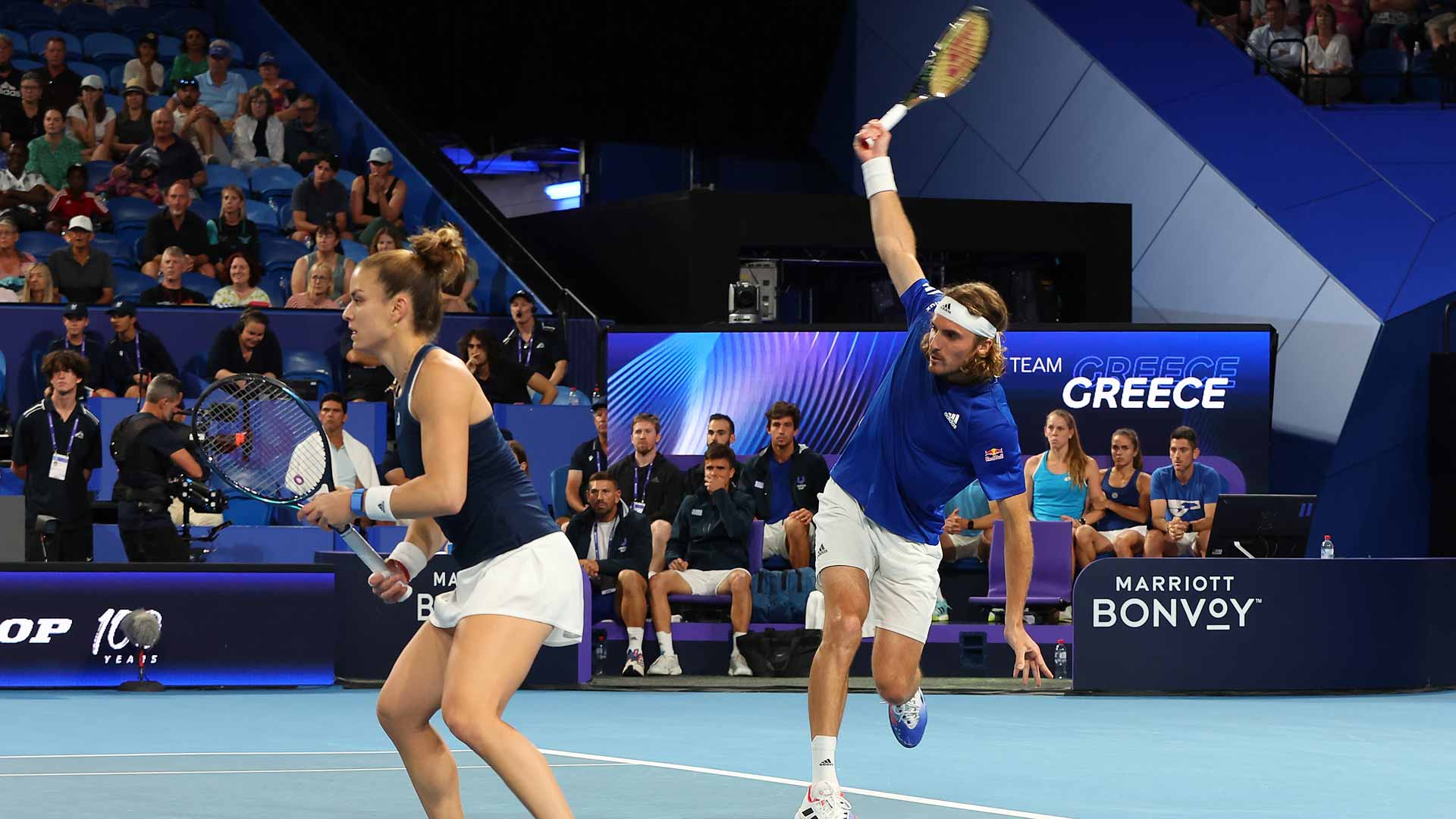 Maria Sakkari and Stefanos Tsitsipas at the 2023 United Cup.