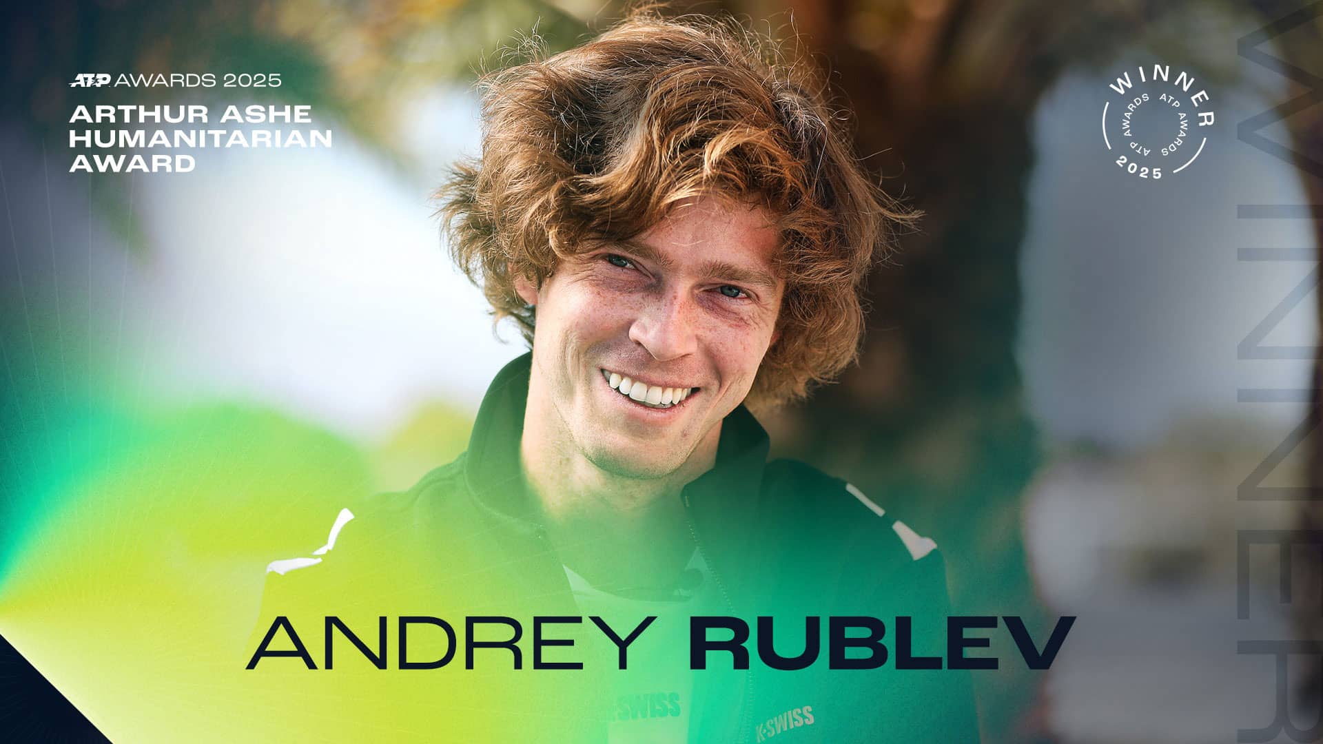 Andrey Rublev receives the Arthur Ashe Humanitarian Award | 2025 ATP Awards