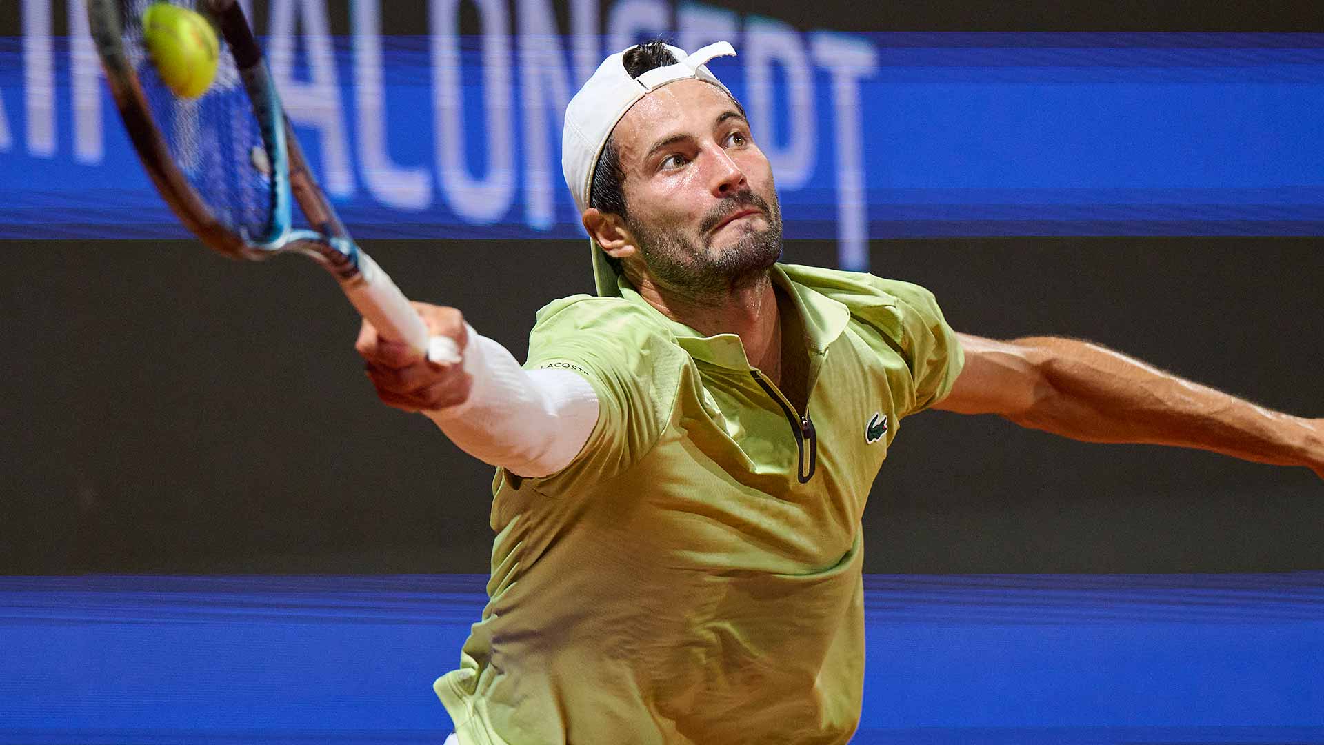 Titouan Droguet in action on Tuesday in Umag.